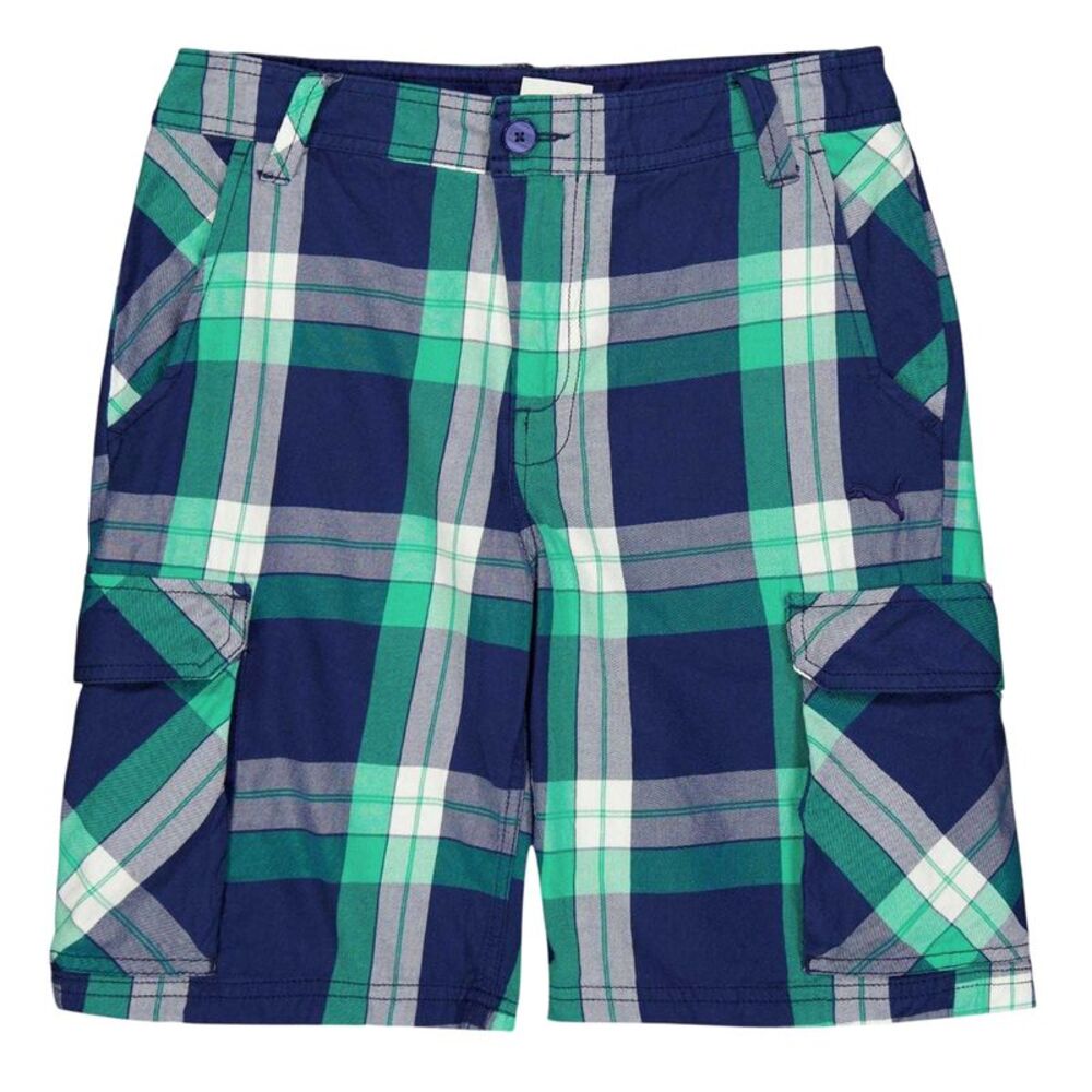 Puma Childrens/Kids Beach Checked Cargo Shorts / Green
